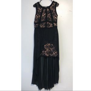 Black and Tan high low Prom / formal dress